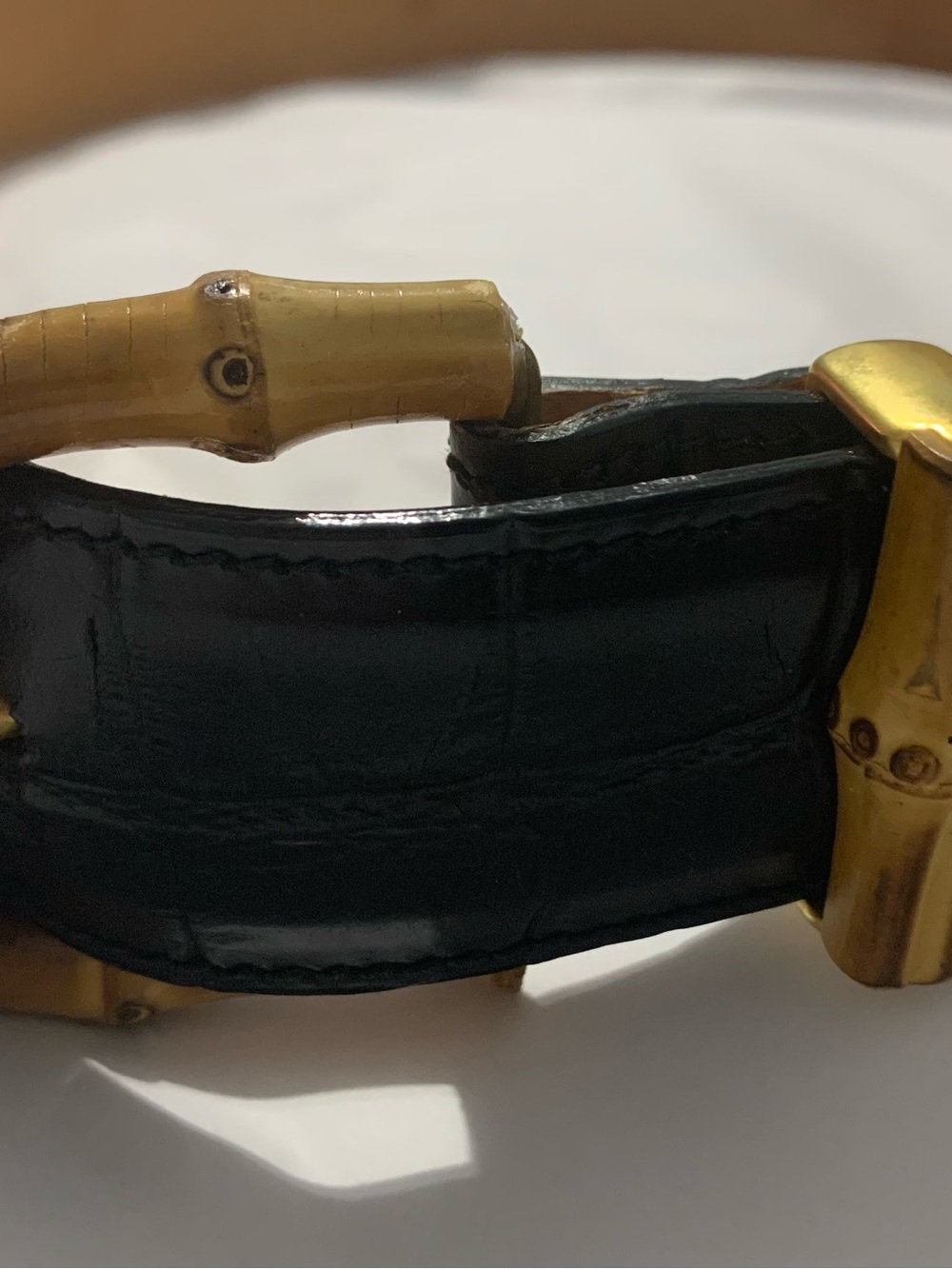 Harold's Powell Black Leather Belt with Bamboo-Style Buckle - Picture 15 of 16